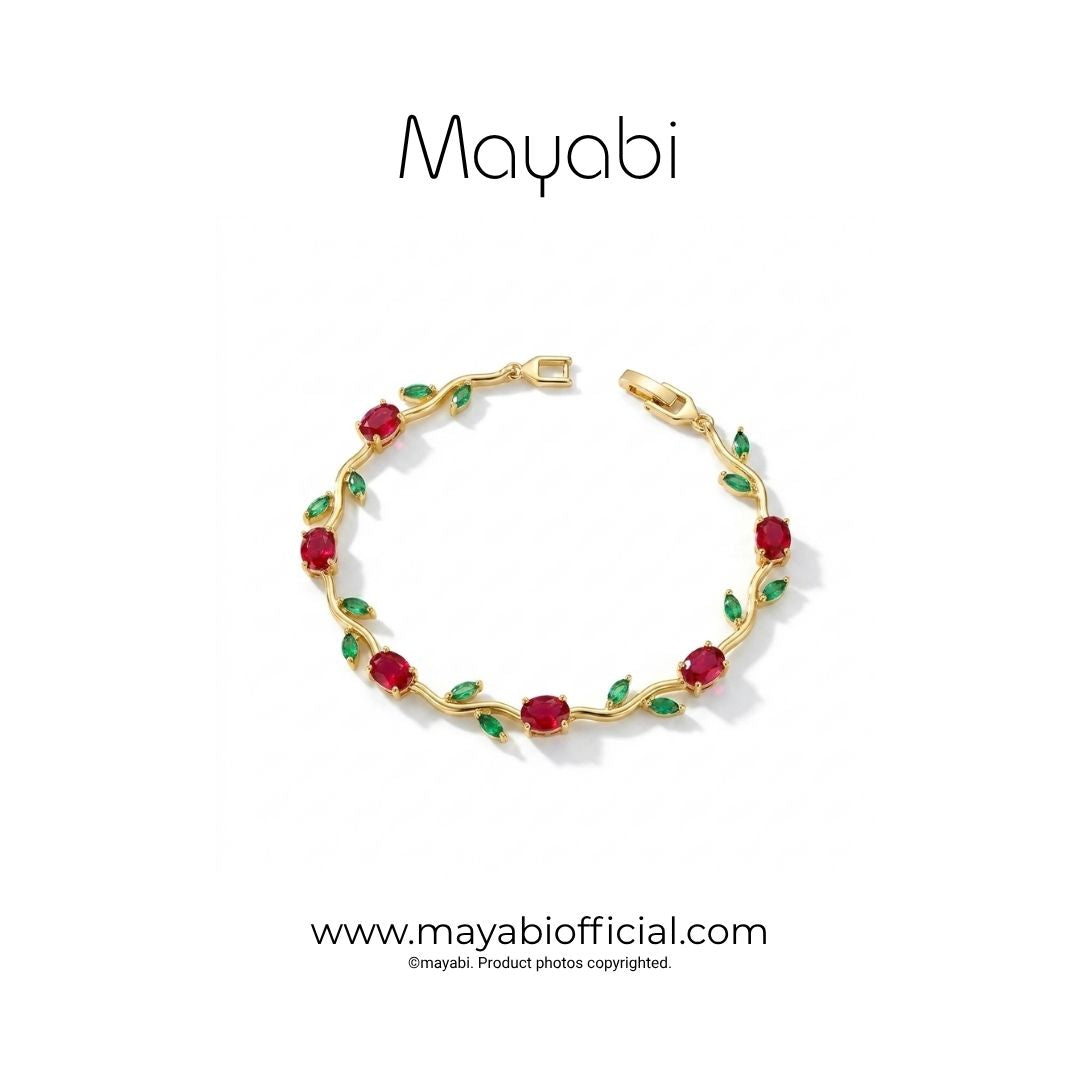 Mayabi Red Petal — 18K Gold Plated Bracelet